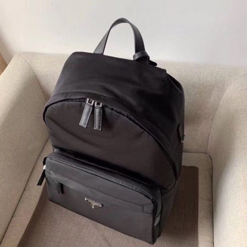 PRADA Black Logo Plaque Nylon and Saffiano Leather BackpackJOJOKKREPLICAS | High Quality Replica Watches & Bags
