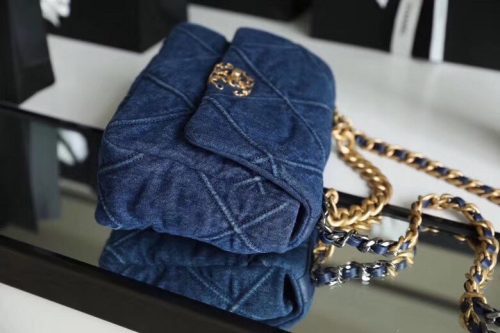 CHANEL ’19’ Flap Bag in Blue Denim 2020JOJOKKREPLICAS | High Quality Replica Watches & Bags