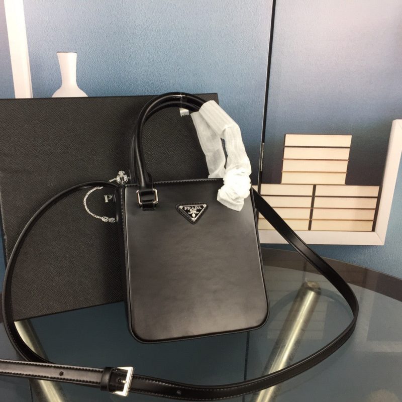 PRADA Small Brushed Leather Tote BlackJOJOKKREPLICAS | High Quality Replica Watches & Bags