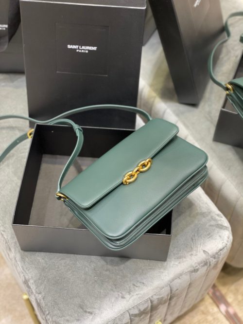 Saint Laurent LE MAILLON SATCHEL IN SMOOTH LEATHER DARK GREENJOJOKKREPLICAS | High Quality Replica Watches & Bags