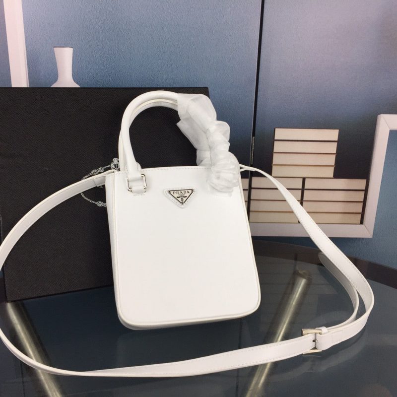 PRADA Small Brushed Leather Tote WhiteJOJOKKREPLICAS | High Quality Replica Watches & Bags
