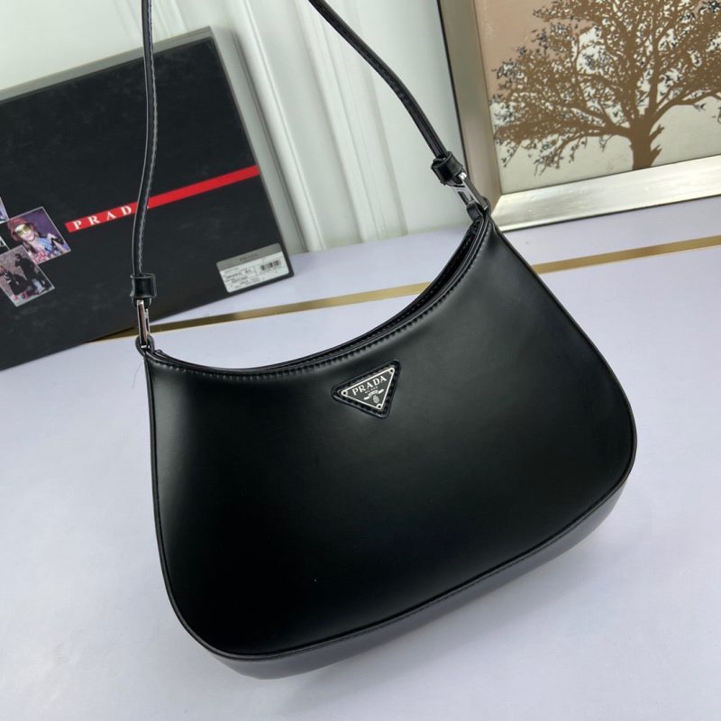 PRADA Cleo Brushed Leather Shoulder Bag BlackJOJOKKREPLICAS | High Quality Replica Watches & Bags