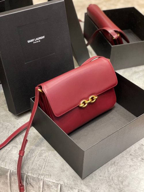 Saint Laurent LE MAILLON SATCHEL IN SMOOTH LEATHER ROUGE EROSJOJOKKREPLICAS | High Quality Replica Watches & Bags