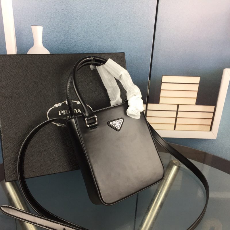 PRADA Small Brushed Leather Tote BlackJOJOKKREPLICAS | High Quality Replica Watches & Bags